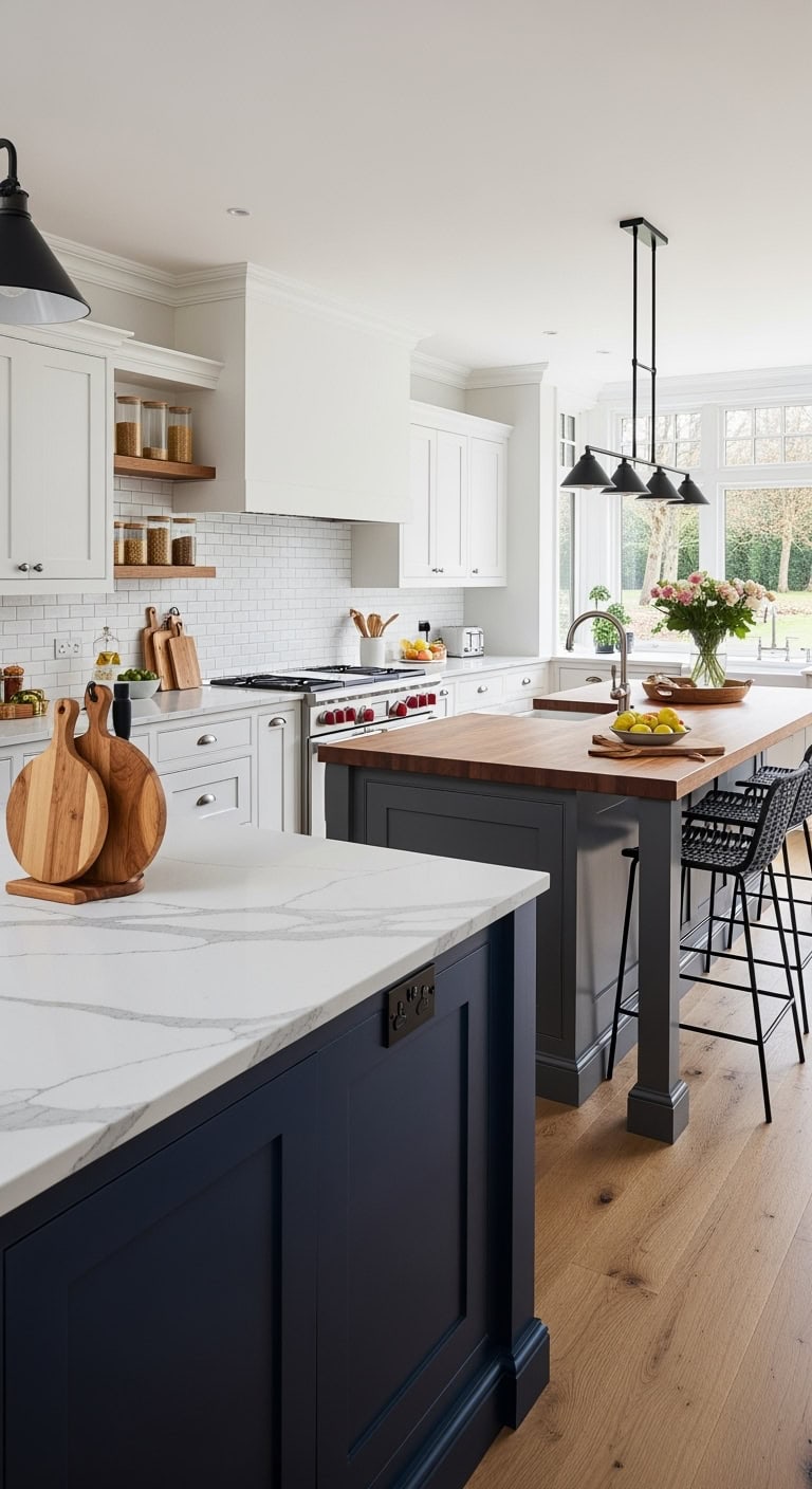 separate cooking and entertaining islands