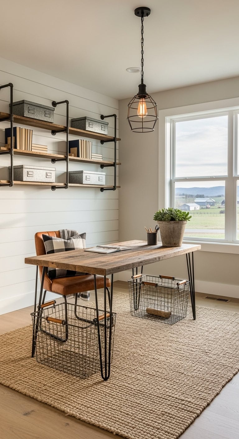 shiplap industrial farmhouse office