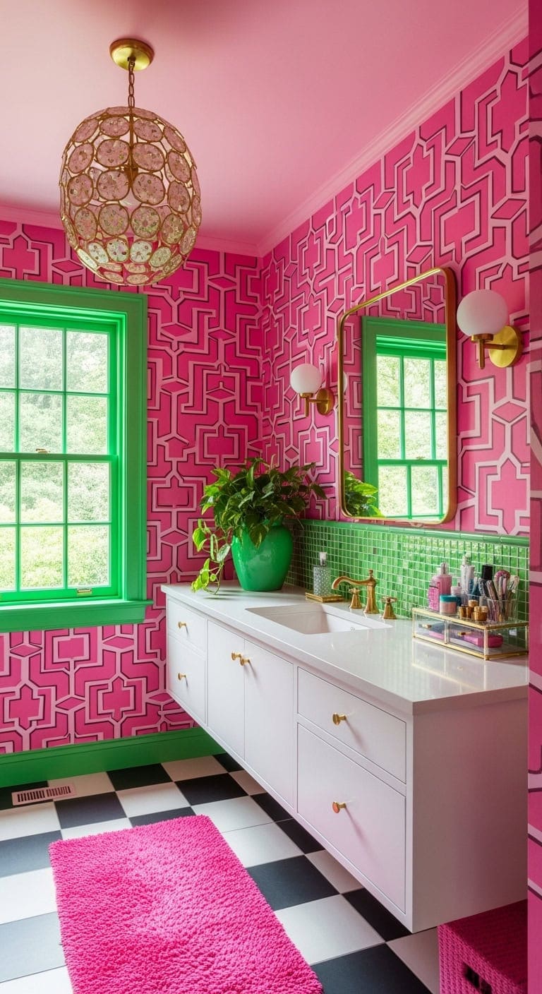 shocking pink with electric green