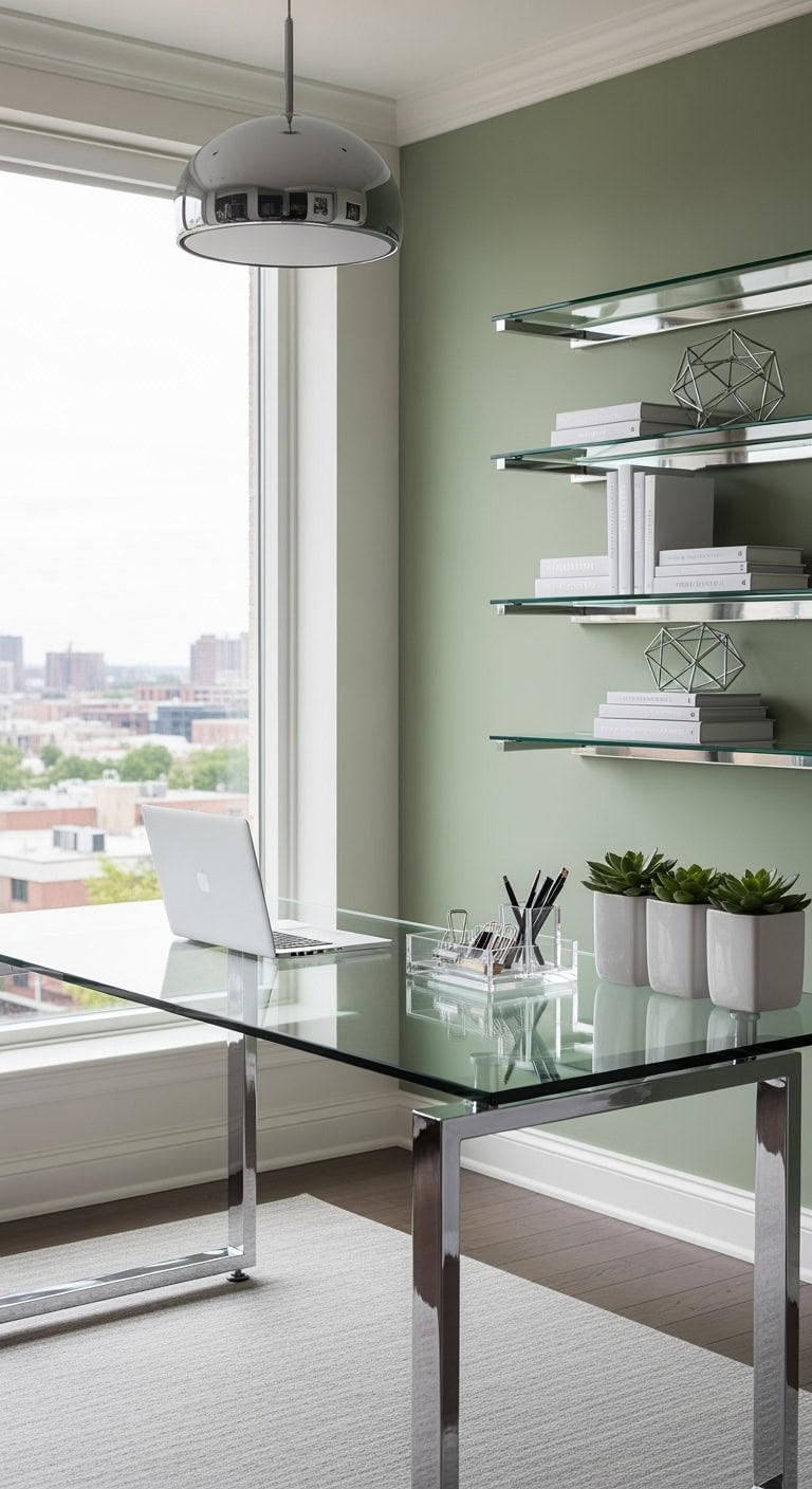 sleek glass desk ensemble