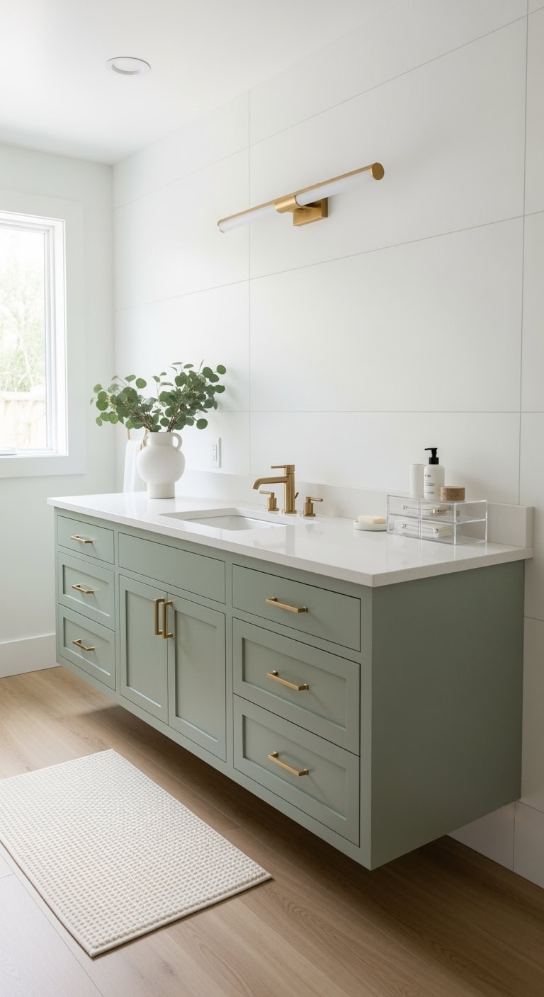 sleek sage green vanity