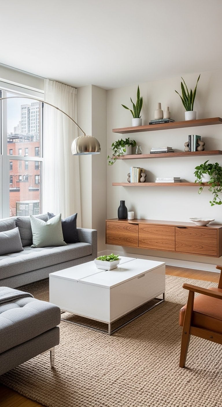 sleek urban floating shelfstyling