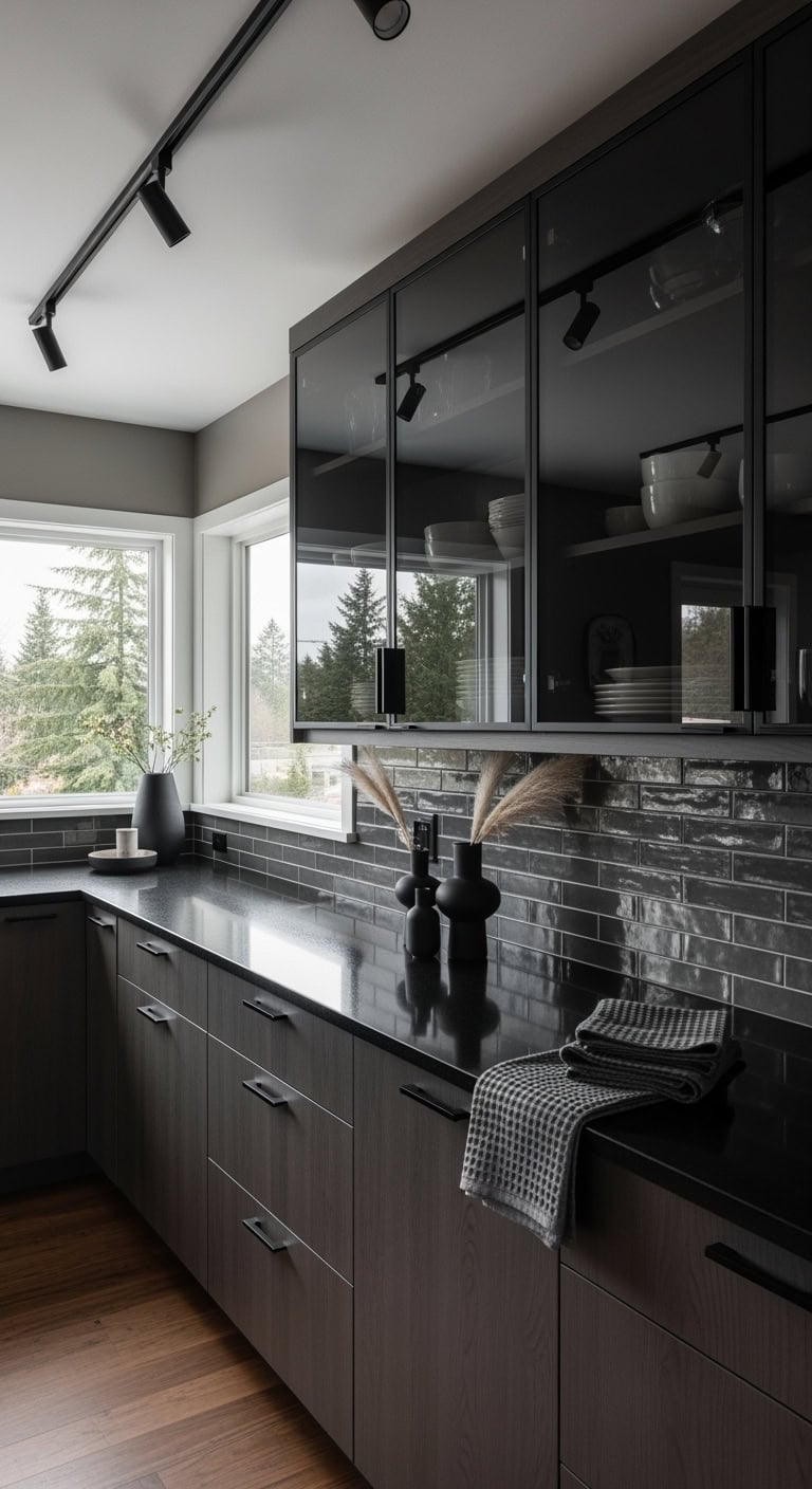 smoky glass kitchen makeover