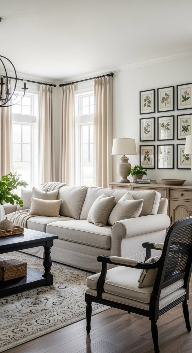 soft beige linens vintage black