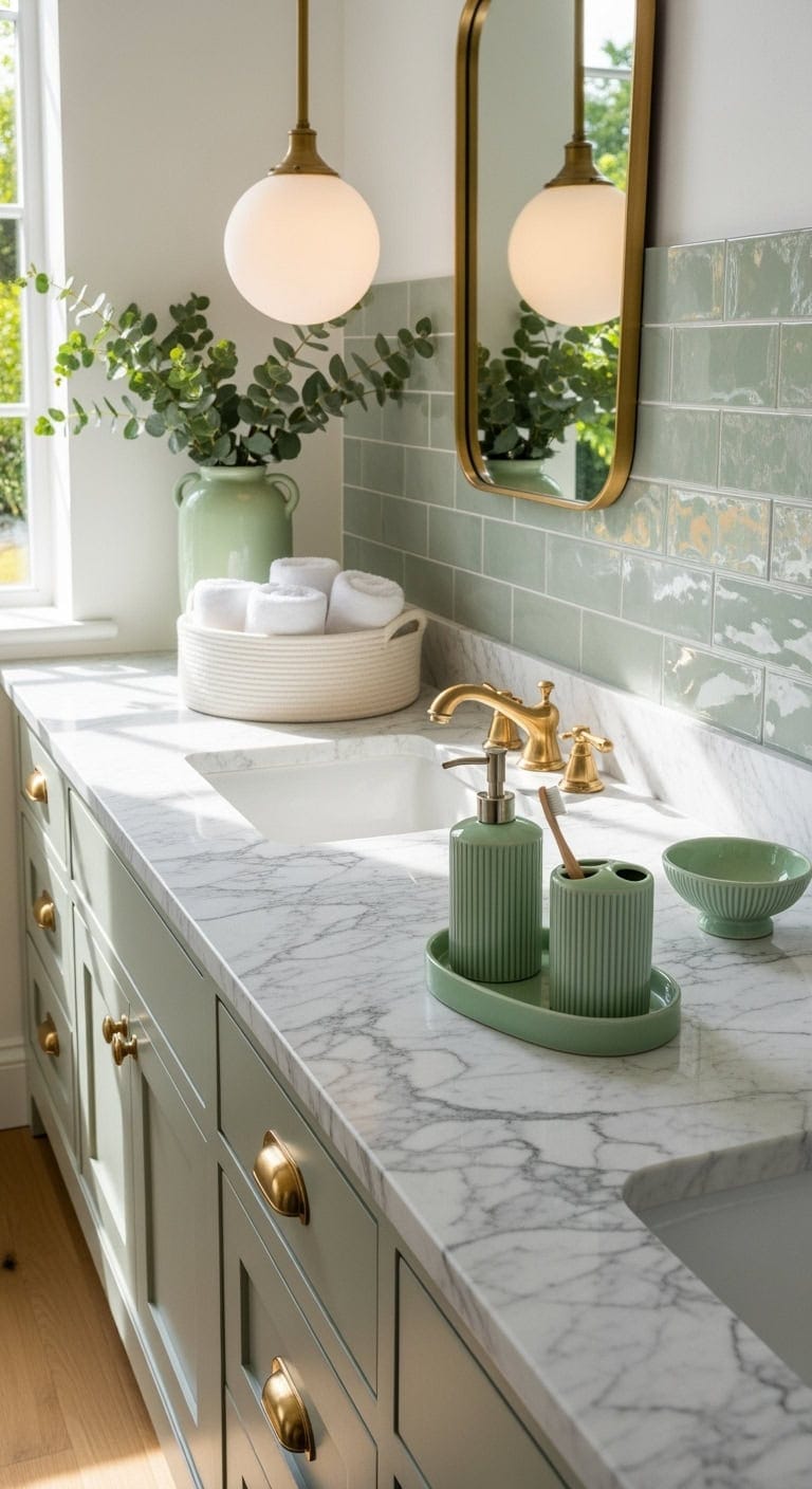 soft celadon spa bathroom accessories