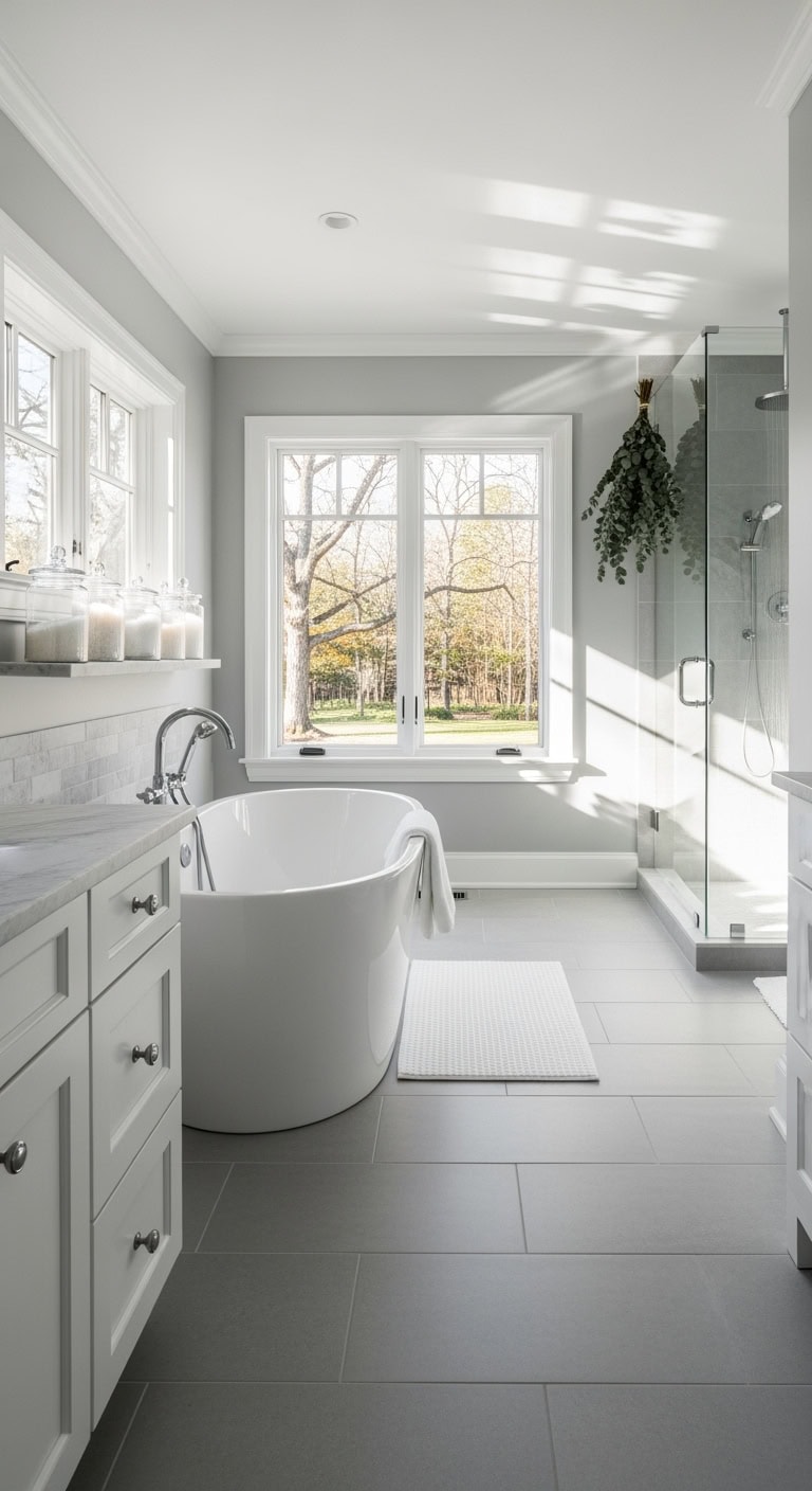 soft gray spa bathroom retreat