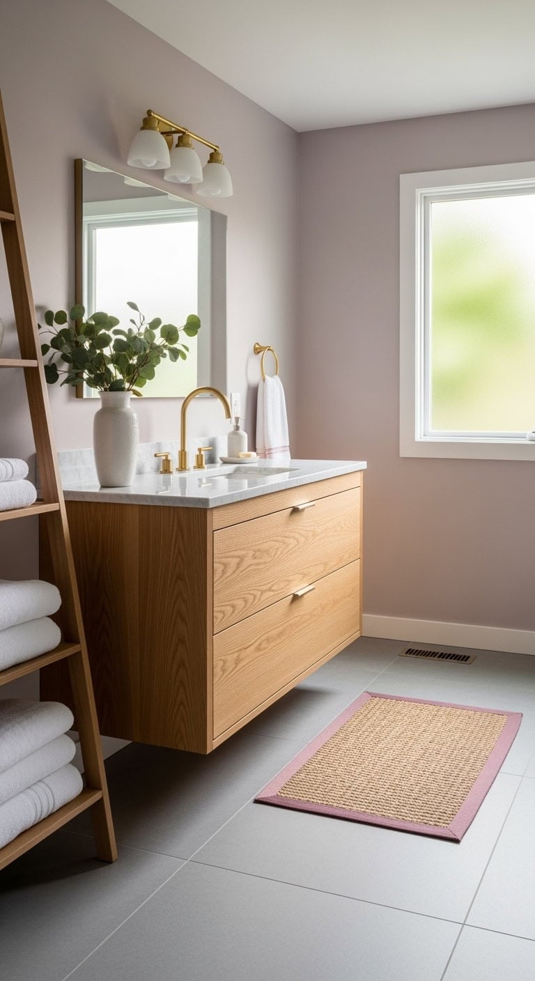soft mauve spa bathroom