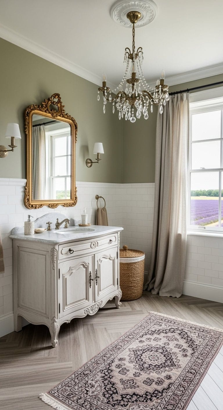 soft olive french bathroom