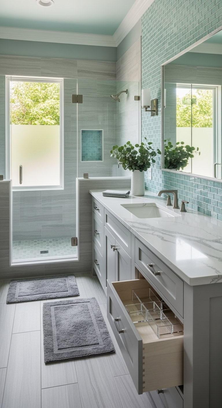 spa inspired gray aqua retreat