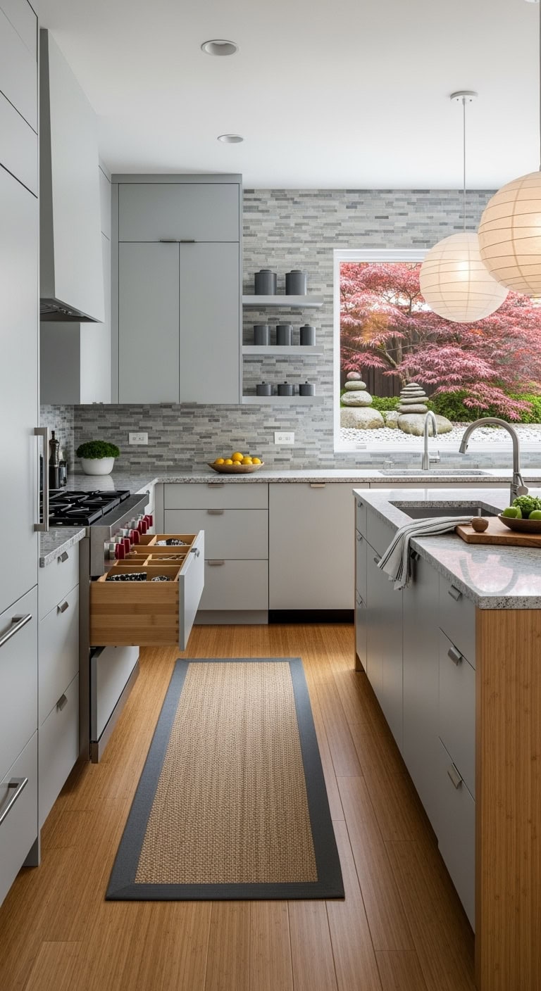 spa inspired japanese minimalist kitchen