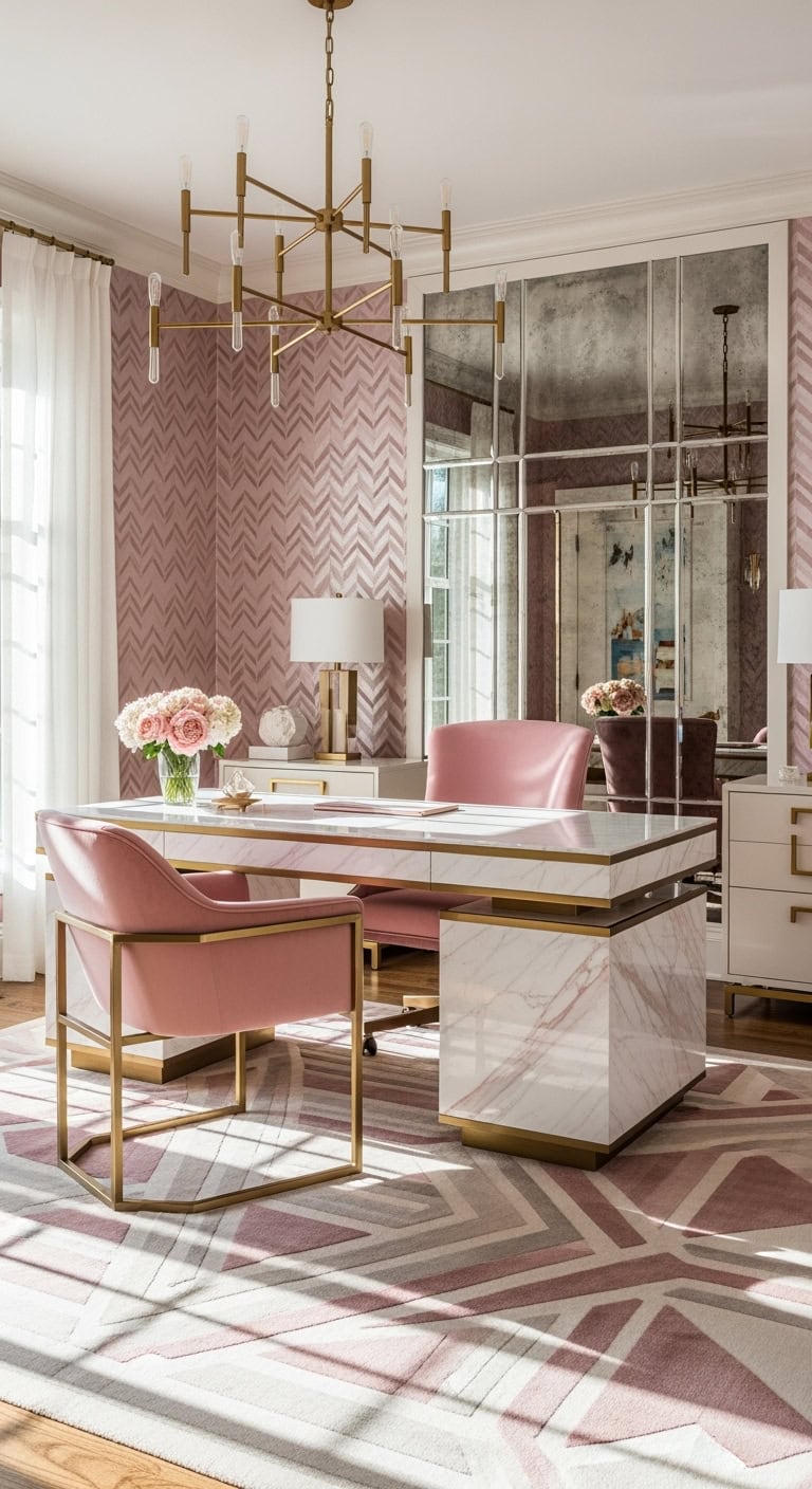 stylish pink home offices
