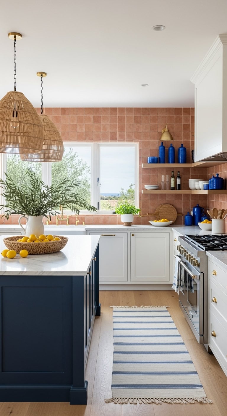 sun washed terracotta coastal kitchen