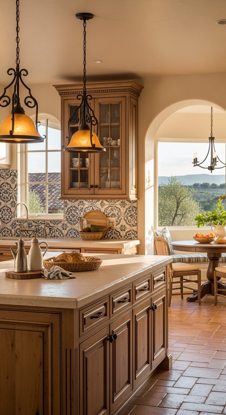 sunlit mediterranean glazed kitchen