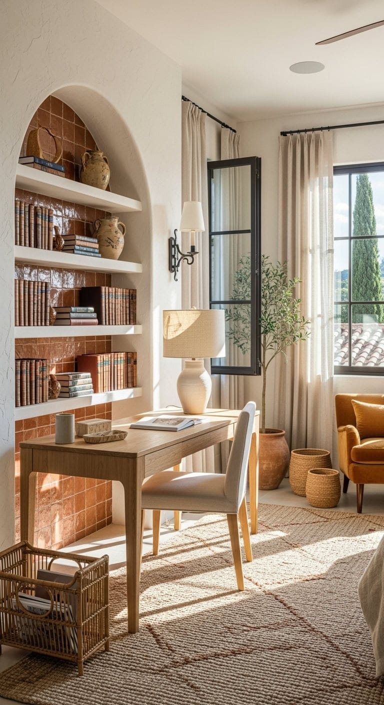 sunlit mediterranean inspired home office