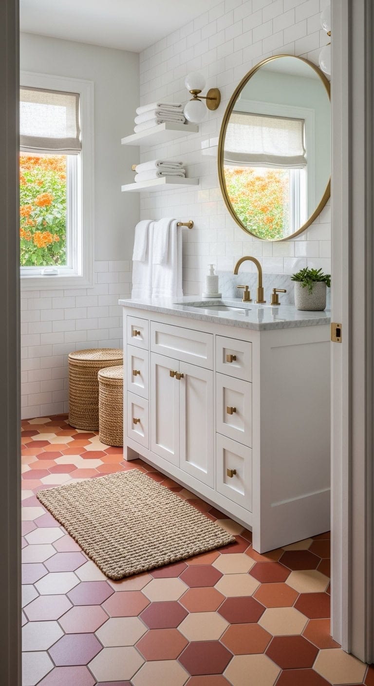 sunset hexagonal terracotta tiles