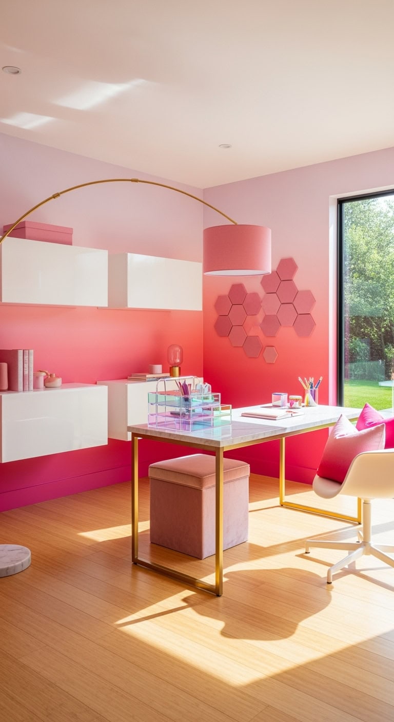 sunset pink gradient office