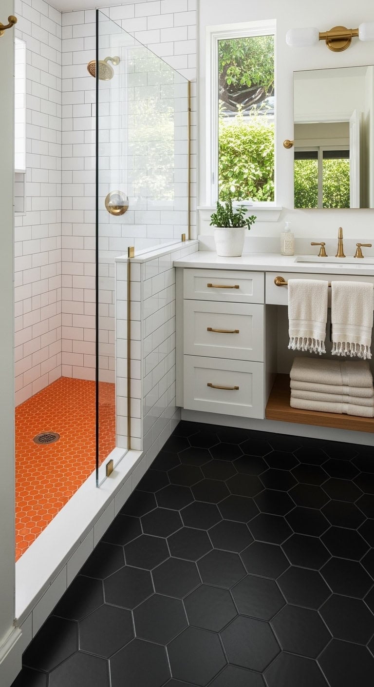 tangerine retro spa shower