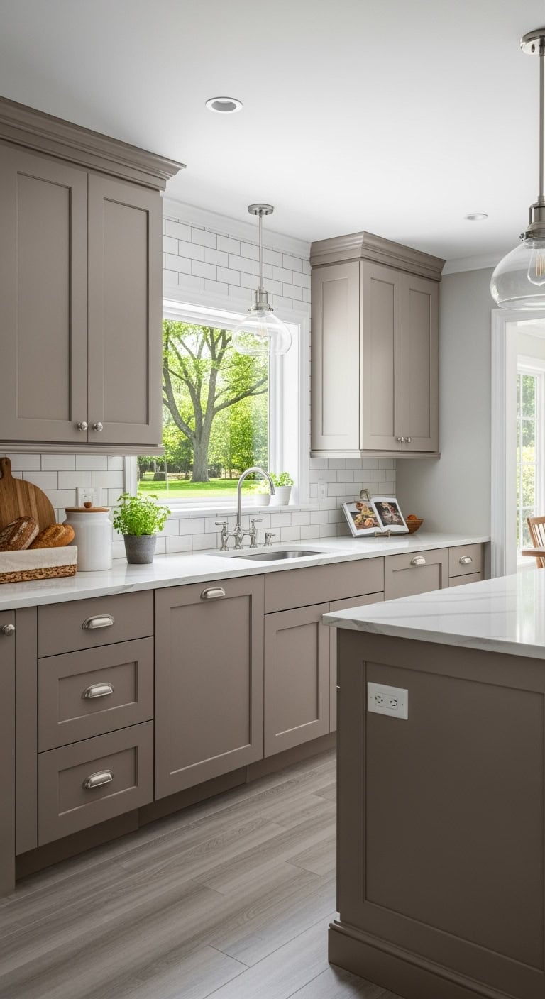 taupe brown transitional kitchen essentials