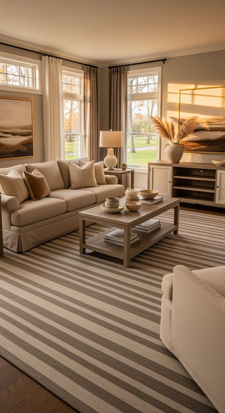 taupe ivory striped transitional