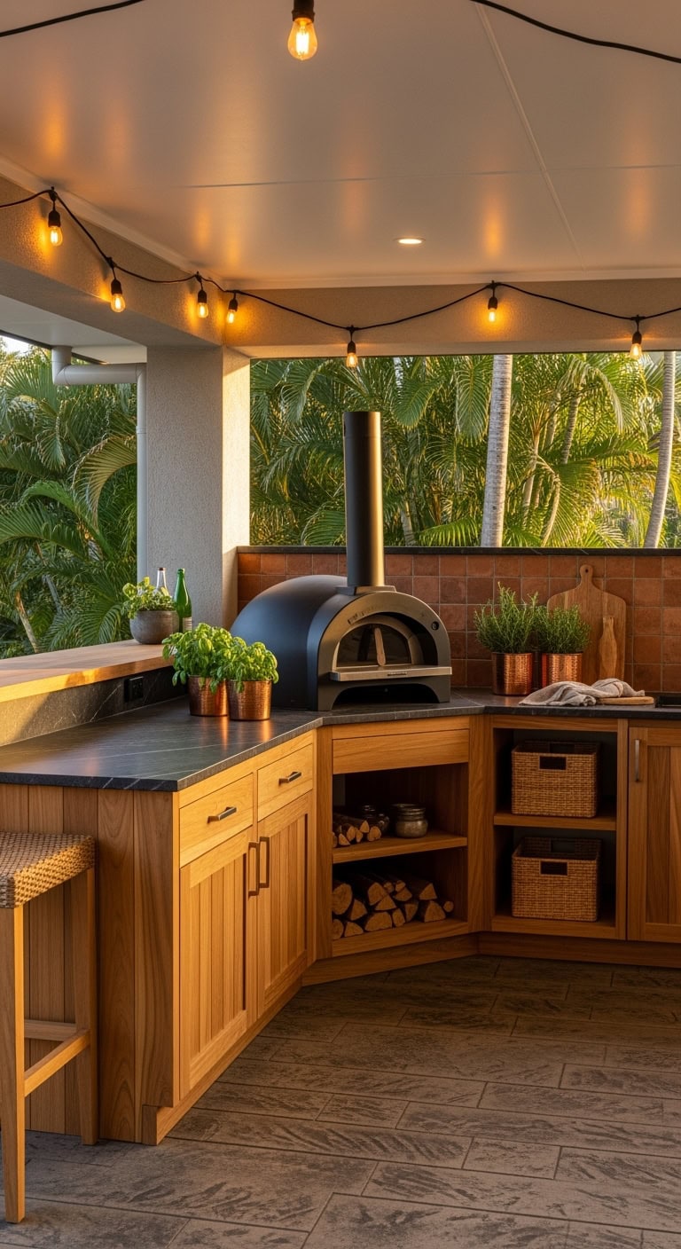 teak wood fired pizza oasis