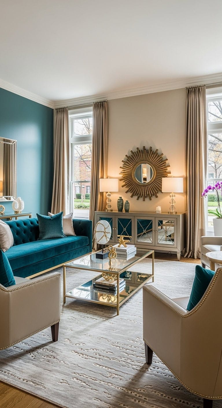 teal and metallic boutique glamour