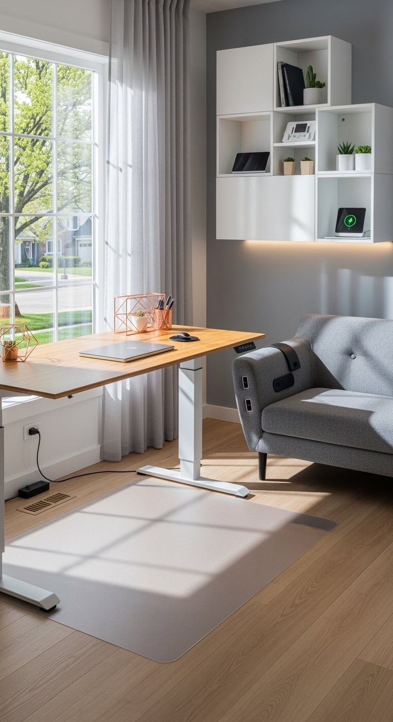 tech forward ergonomic lounge workspace