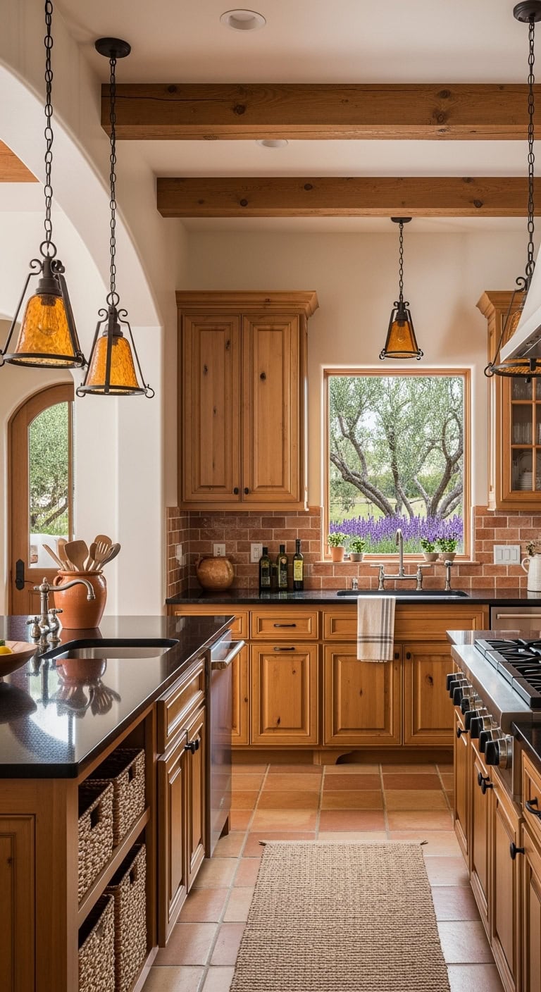 terracotta black granite contrast