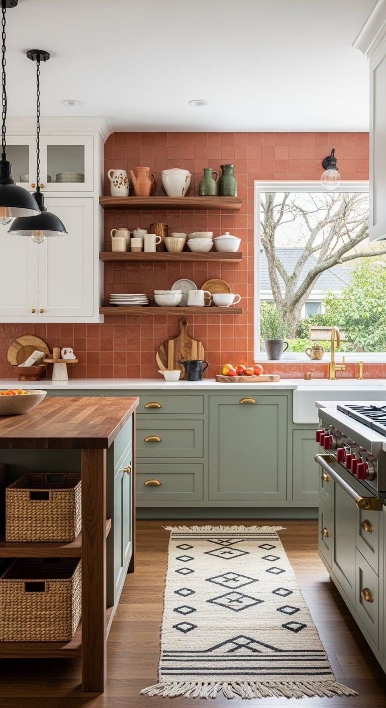 terracotta pottery inspired kitchen vignette