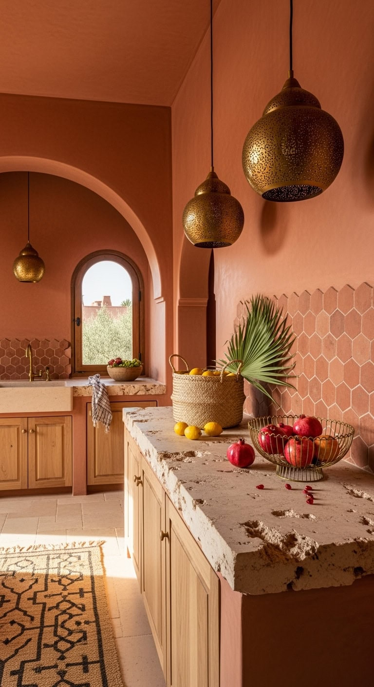 terracotta tadelakt brass accents