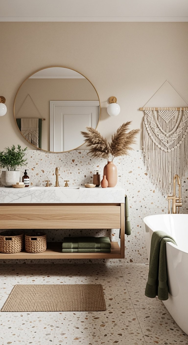 textured macram with terrazzo