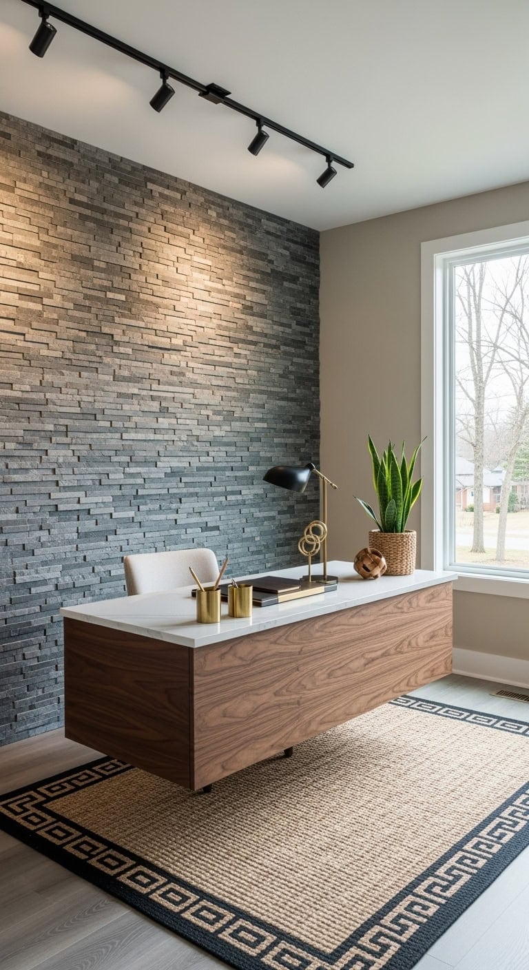 textured stacked stone accent