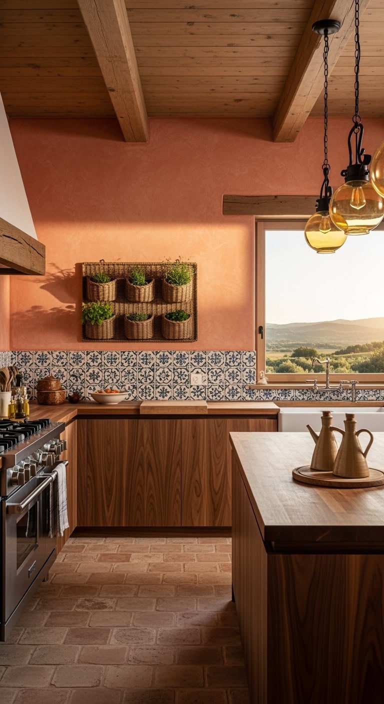 textured terracotta mediterranean kitchen