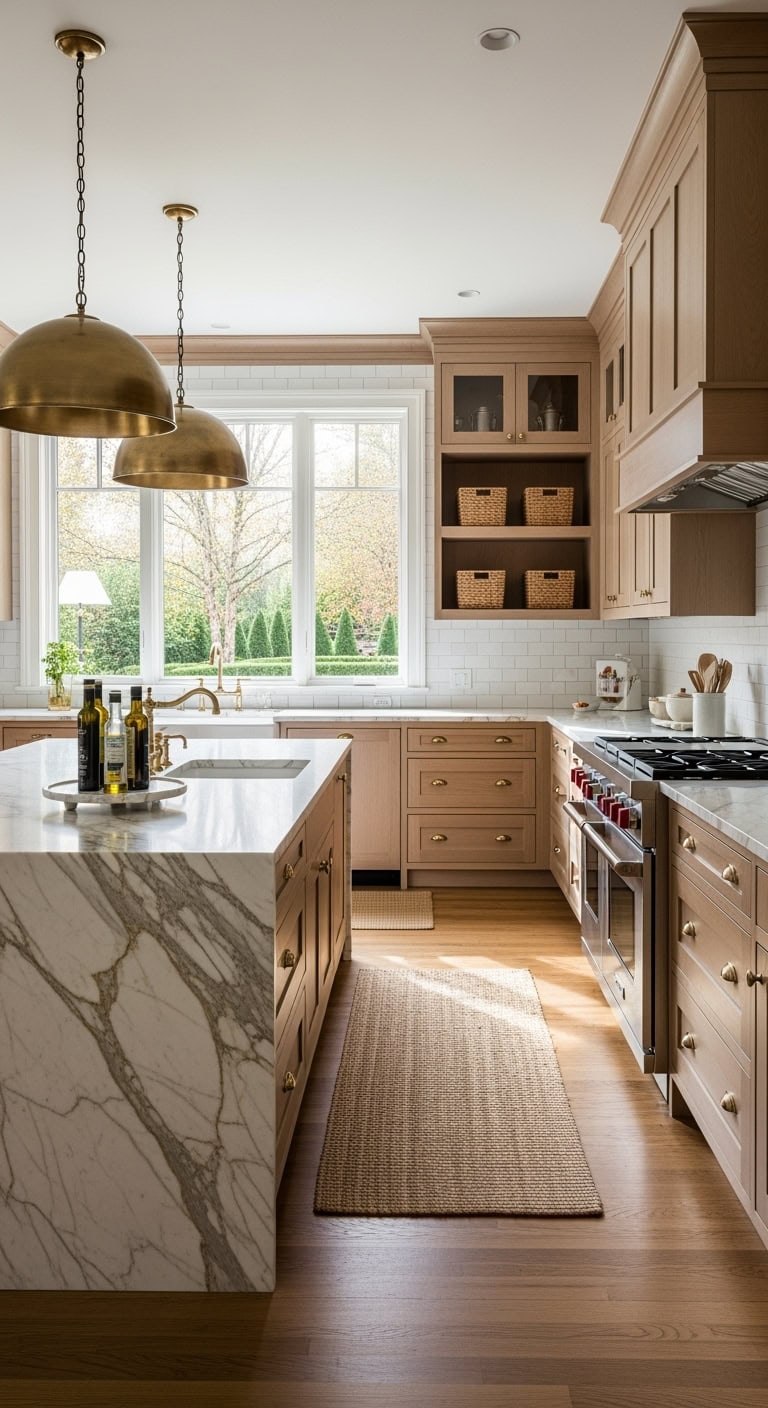 timeless shaker cabinets with marble