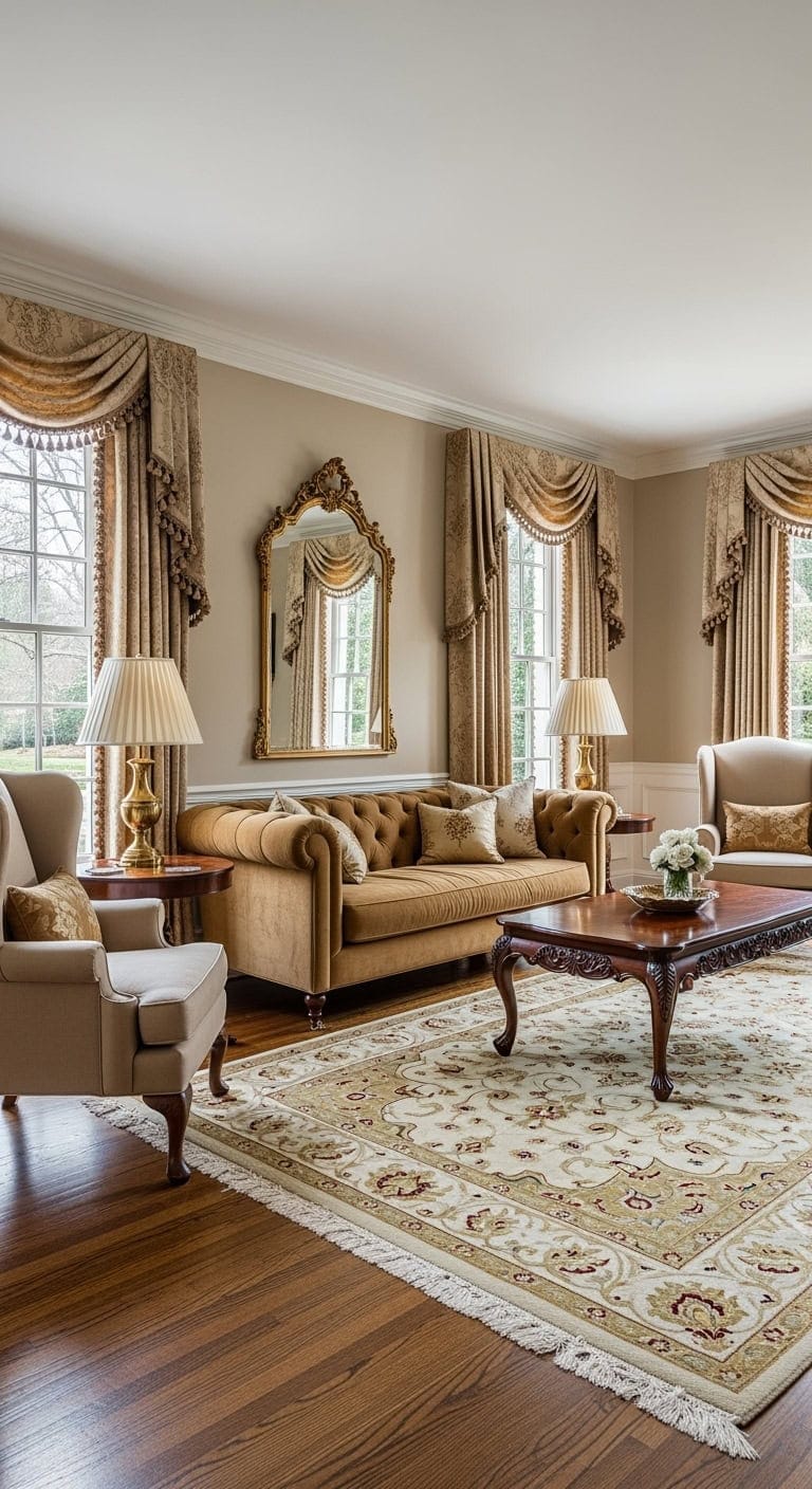 traditional damask beige elegance