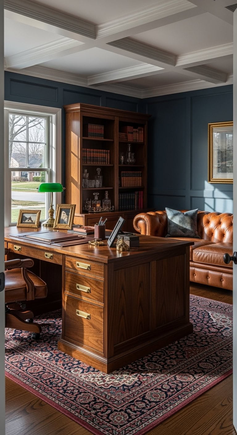 traditional dark executive study