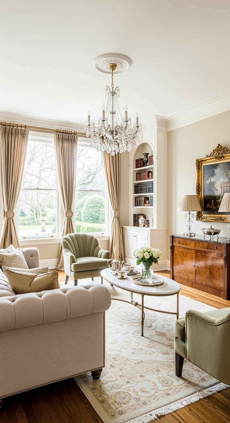 traditional tufted beige elegance