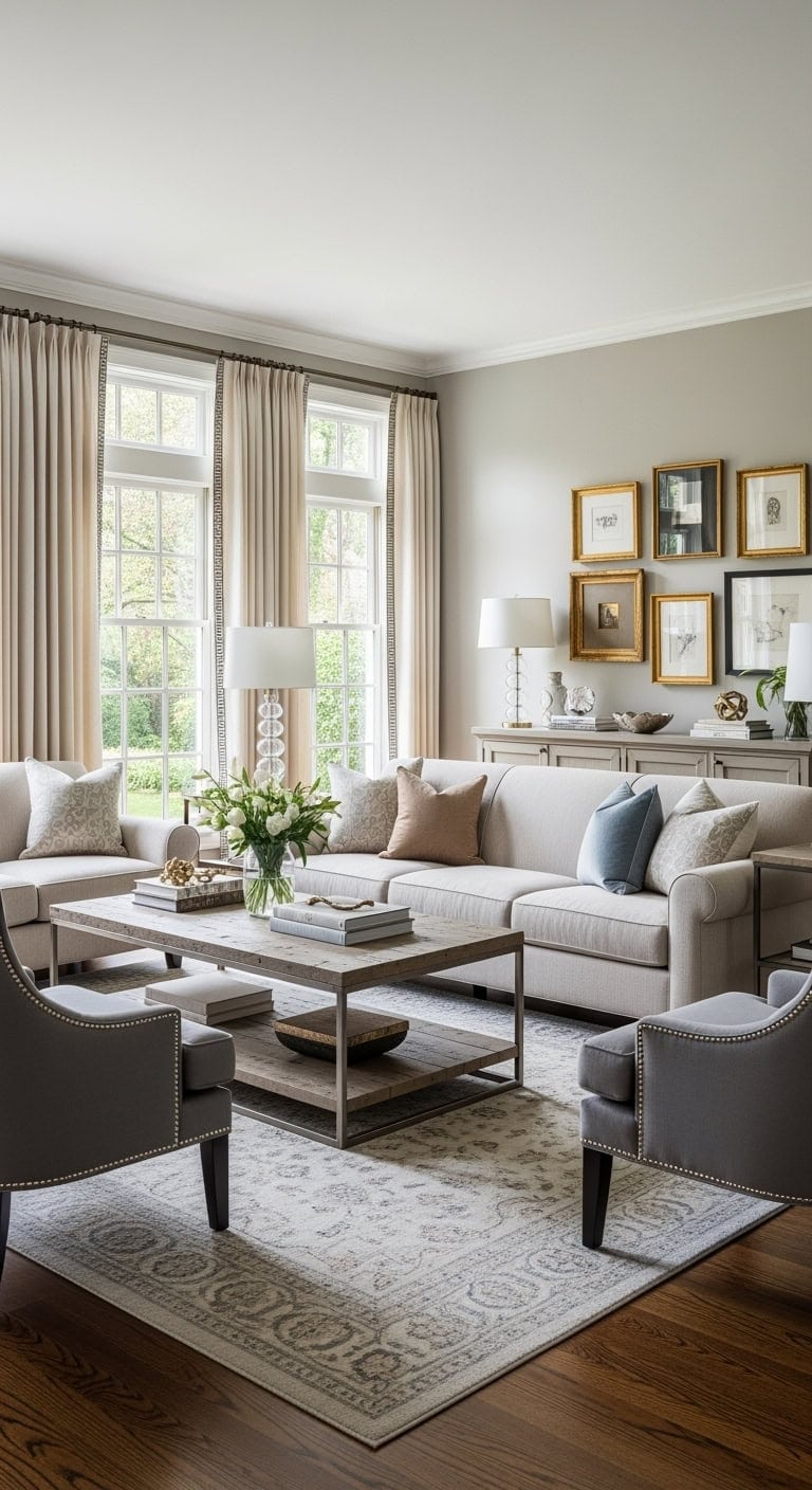 transitional beige classic modern blend