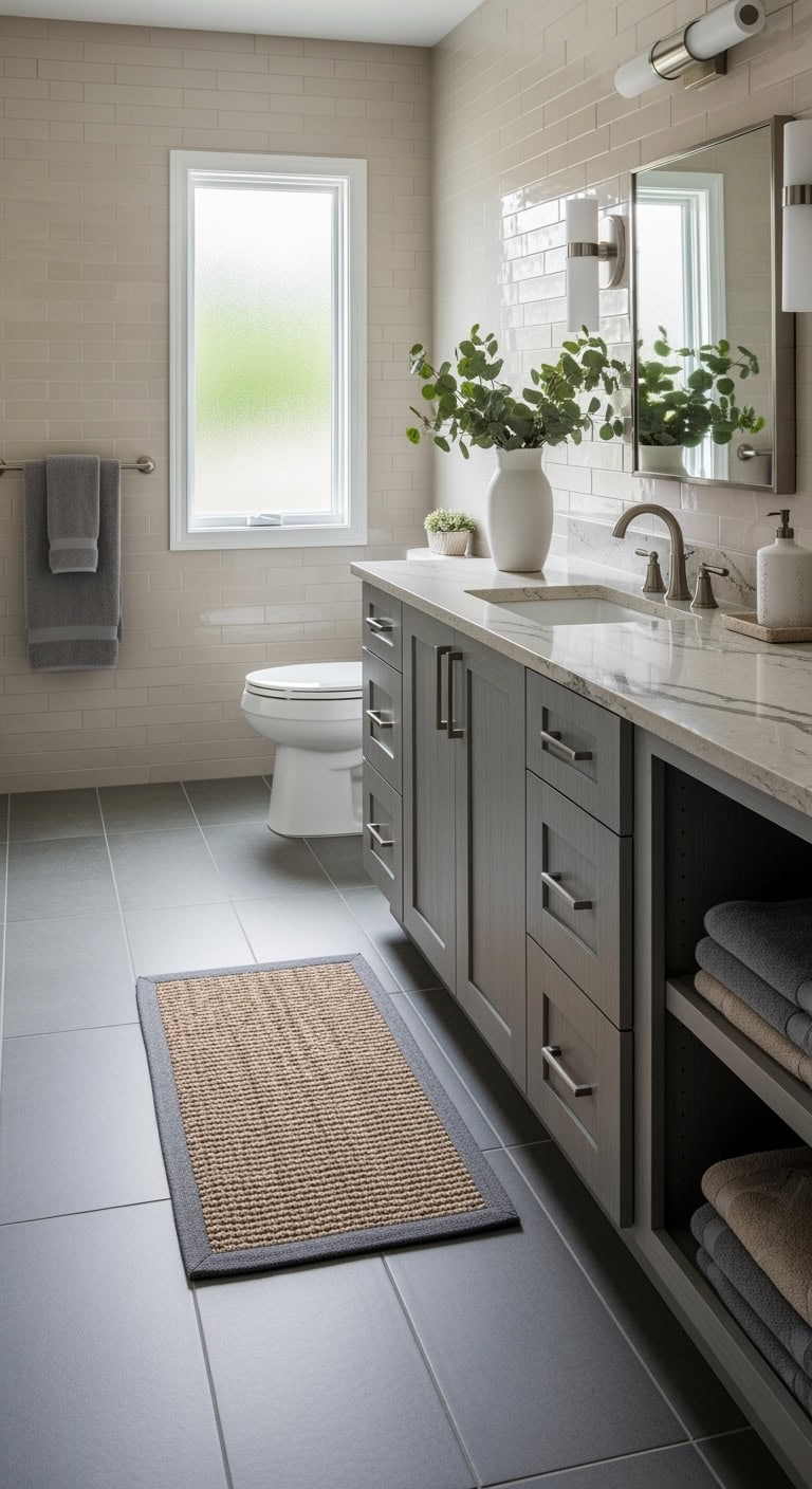 transitional grey and beige bathroom