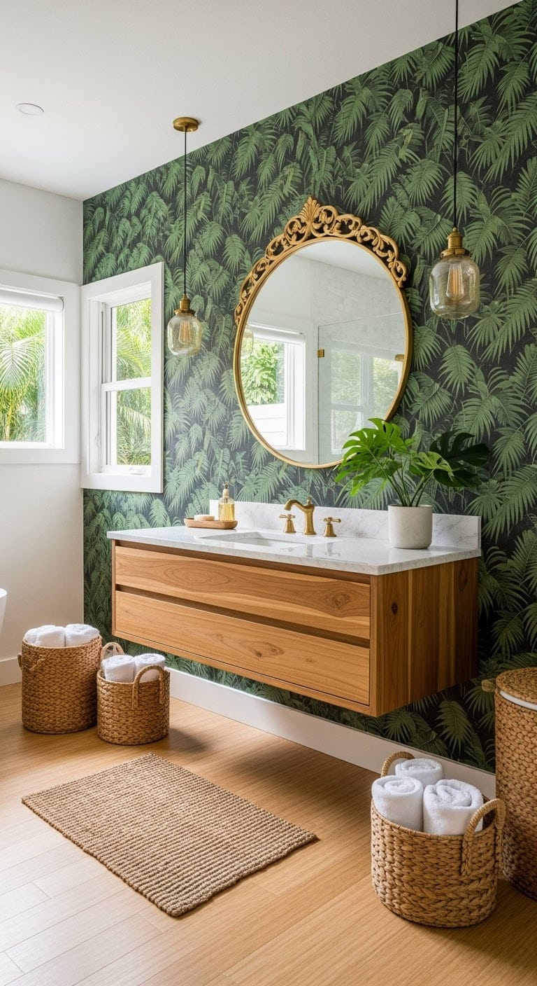 tropical dark green palm wallpaper