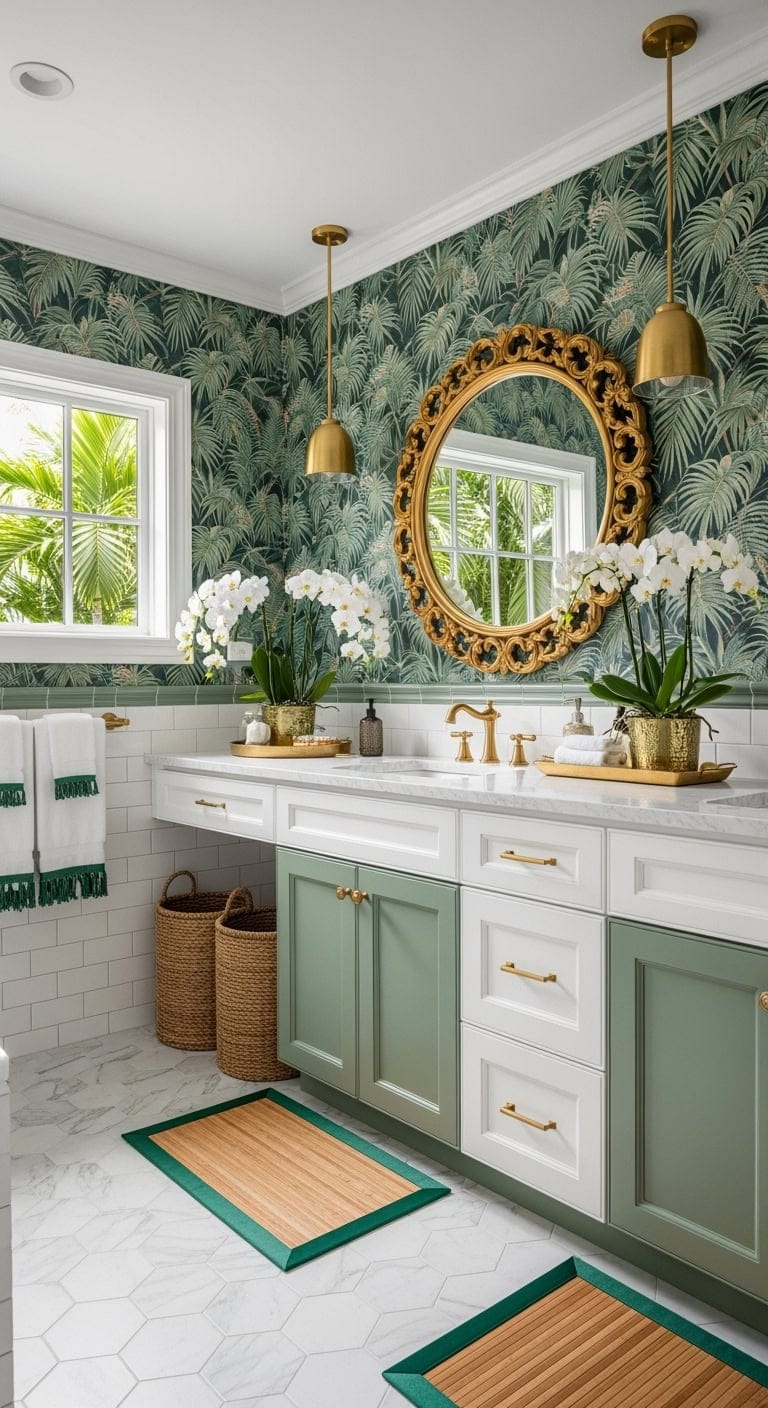 tropical jade bathroom makeover