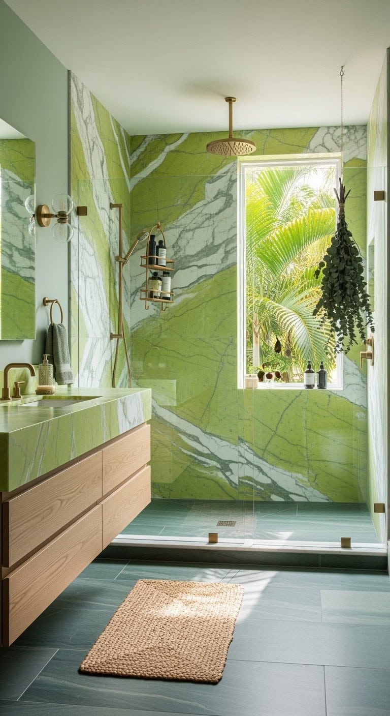 tropical lime marble shower oasis
