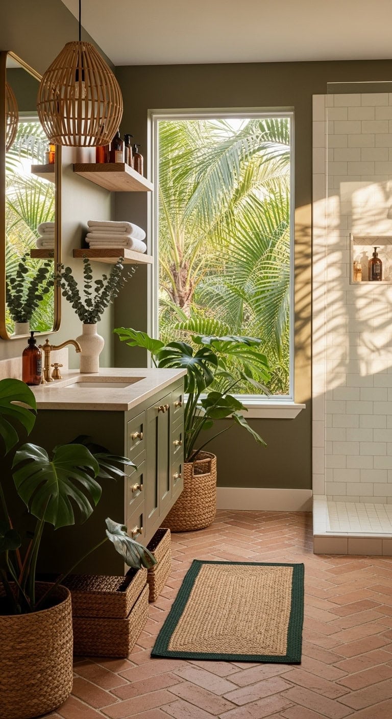 tropical olive spa bathroom