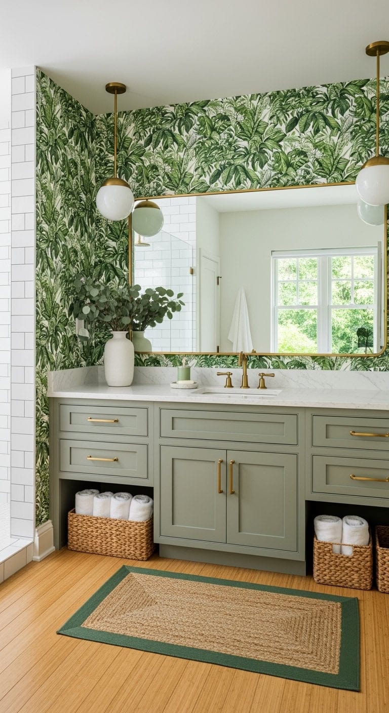 tropical sage botanical bathroom