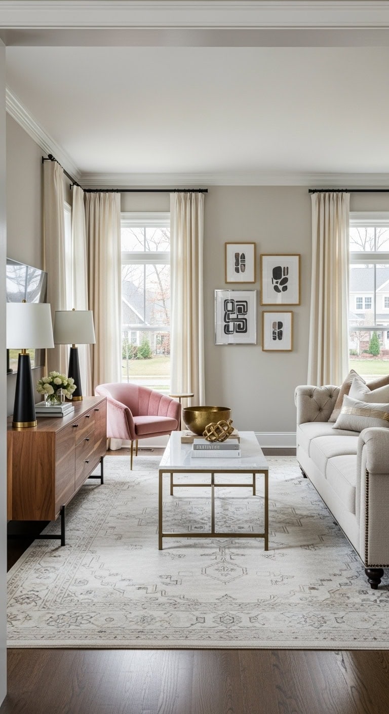 tufted beige mixed metals