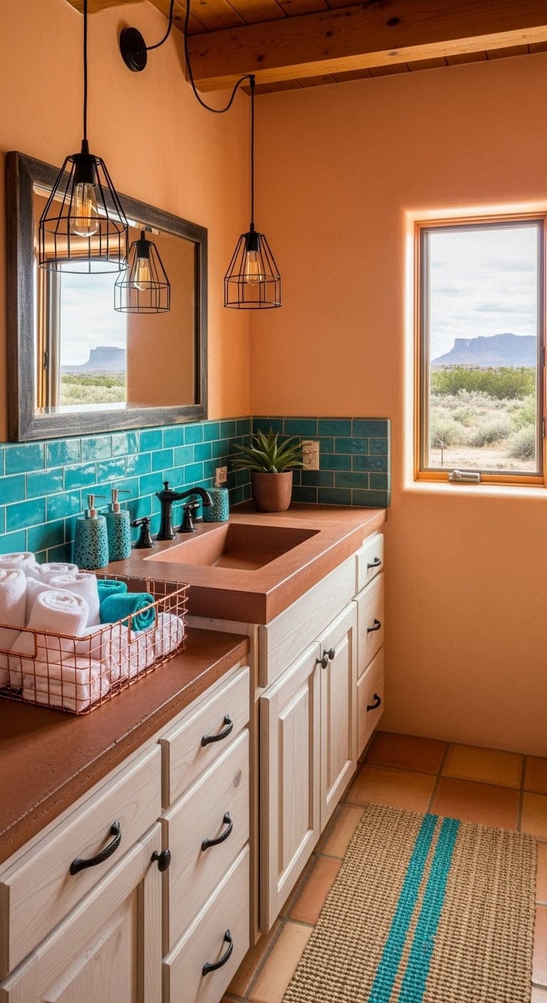 turquoise accents adobe walls