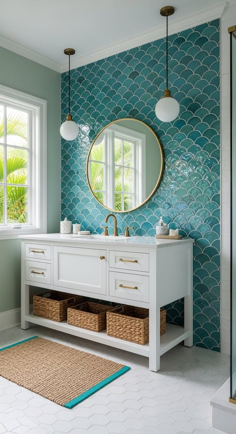 turquoise fish scale tiles