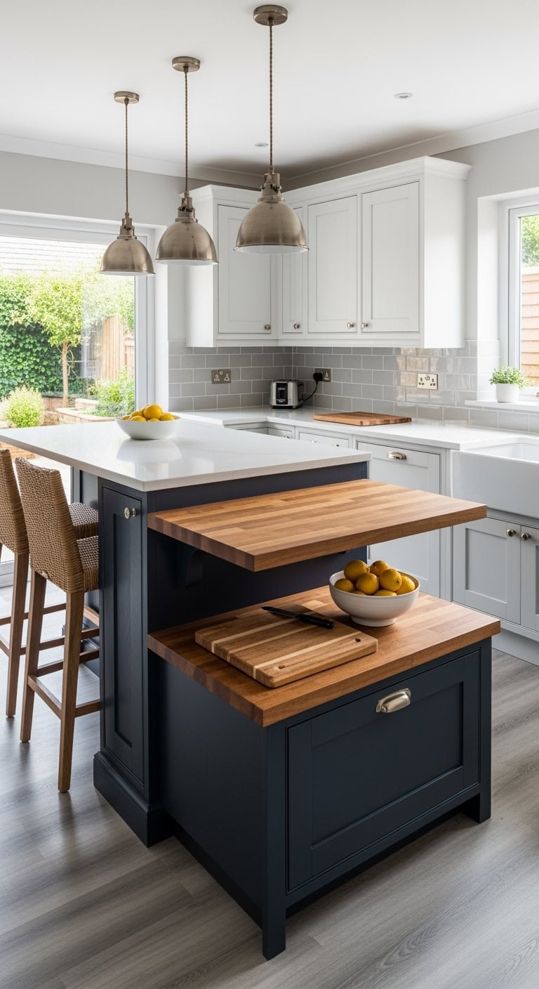 two tier multifunctional kitchen island
