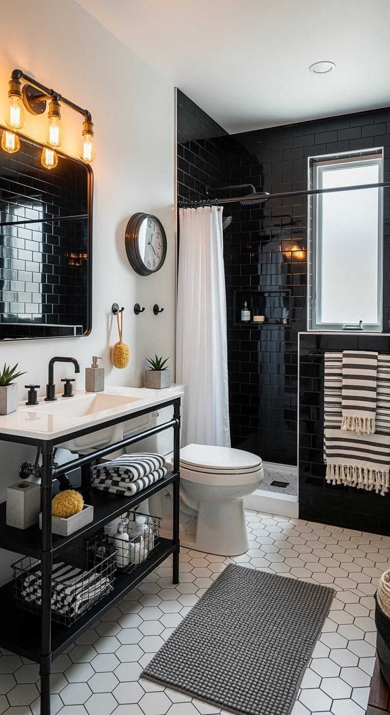 urban industrial black subwaybathroom