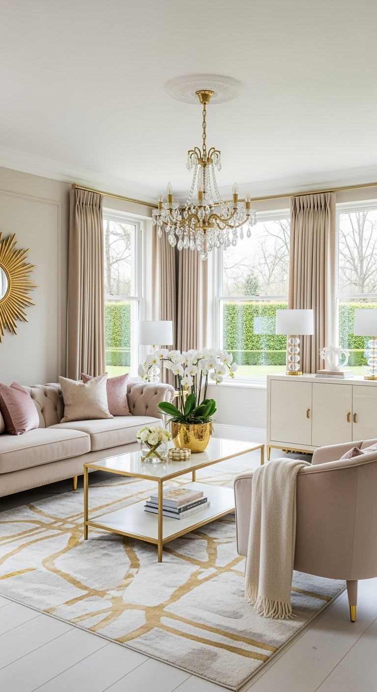 velvet beige glam with gold