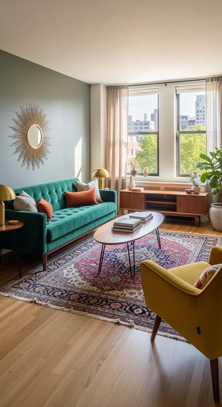 velvet tapered legs midcentury vibe